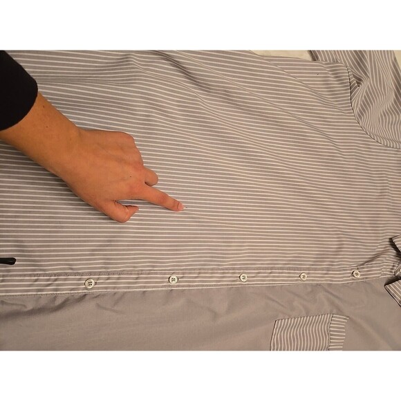 STUDIO 1886 Gray White Striped Collared Button Down Tunic Shirt Size 3X - Picture 8 of 13